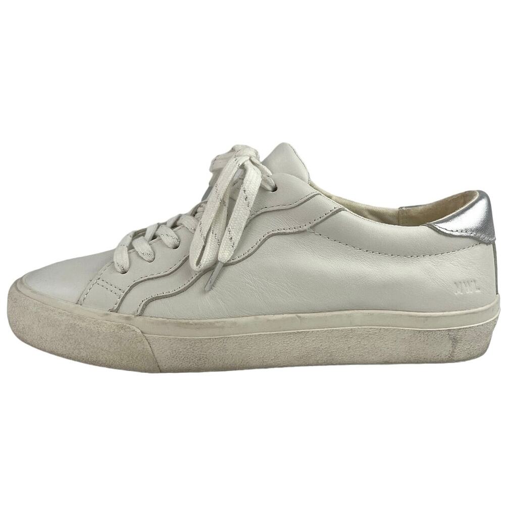 Madewell White Silver Leather Lace Up Sidewalk Low Top Casual Sneakers Size 7.5M